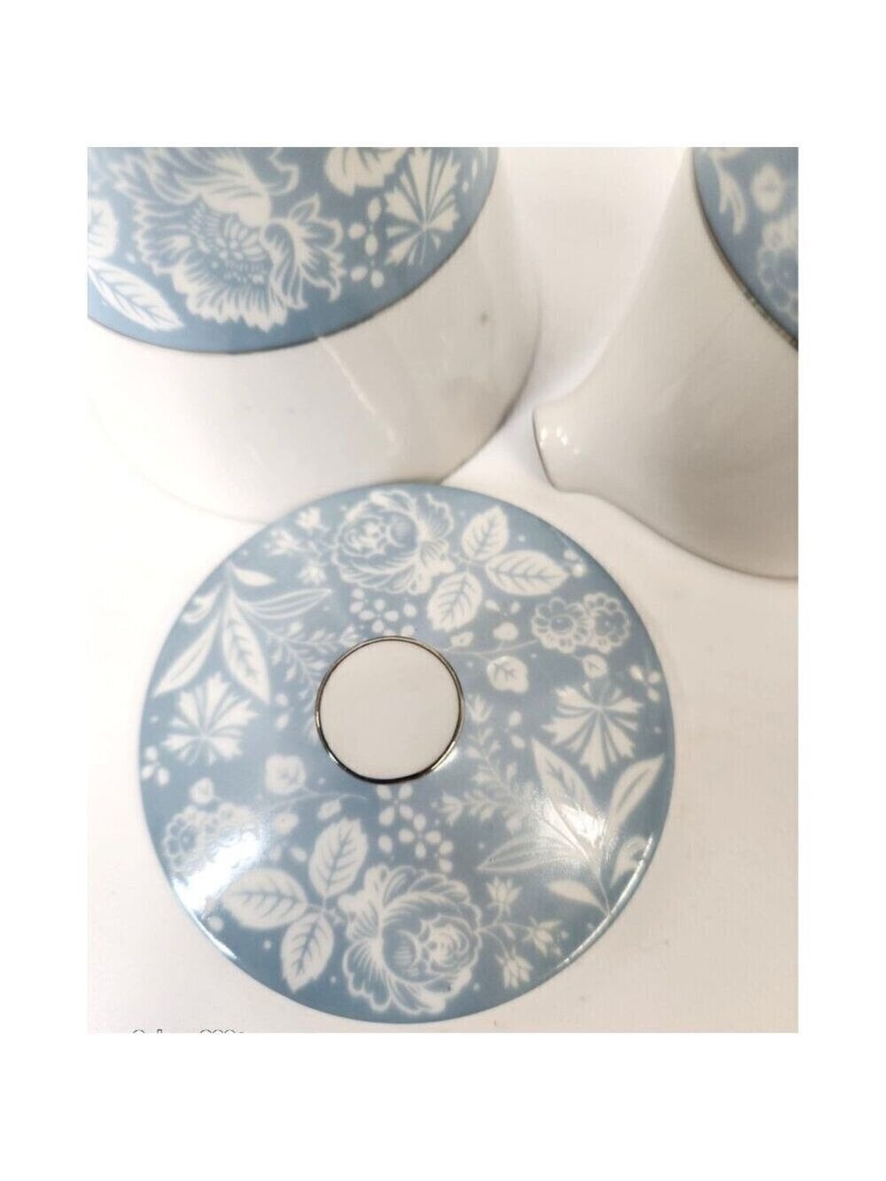 Style House Fine China Creamer Sugar Bowl Blue Floral Damask - Picture 8 of 9
